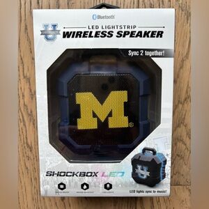 NIB Univ of Michigan Shockbox Wireless Speaker w/ LED Music-Syncing Lights NCAA